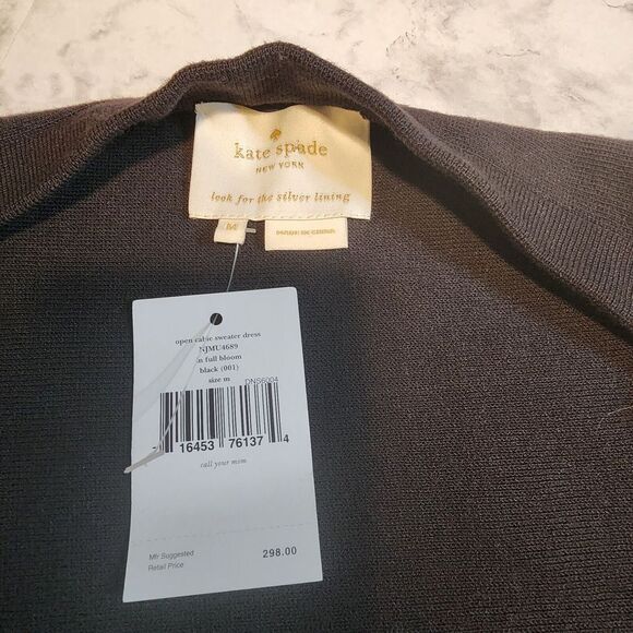 Kate Spade Black‎ Sleeveless Open Cable Sweater Dress In Full Bloom Medium NWT - Picture 5 of 10